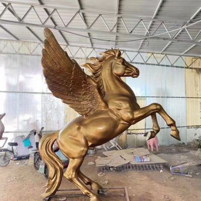 玻璃钢仿铜飞马雕塑，厂家定制动物马雕塑